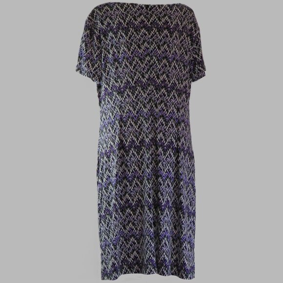 Roz & Ali Women's Multi-Colored Zig Zag Print Zip Back Midi Dress with Pockets S - Picture 5 of 7